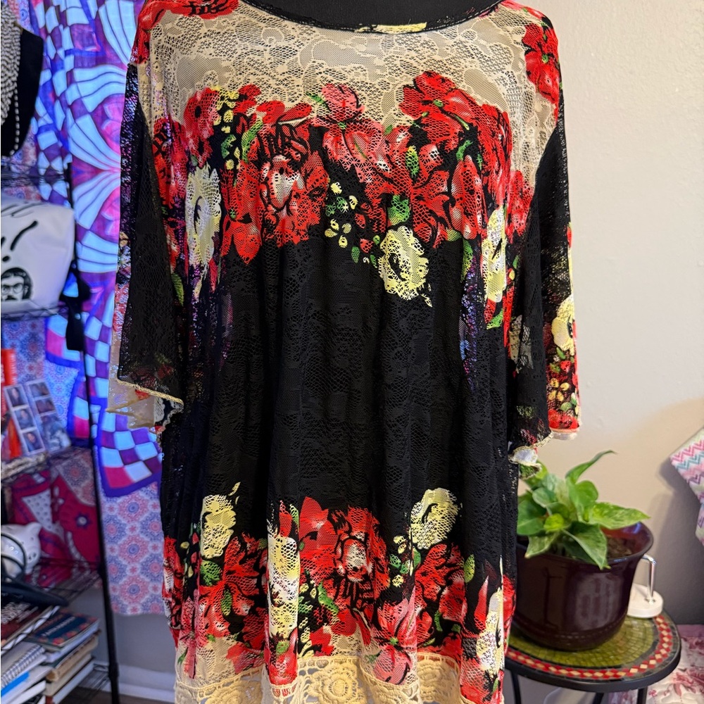 Vibrant Floral Lace Blouse